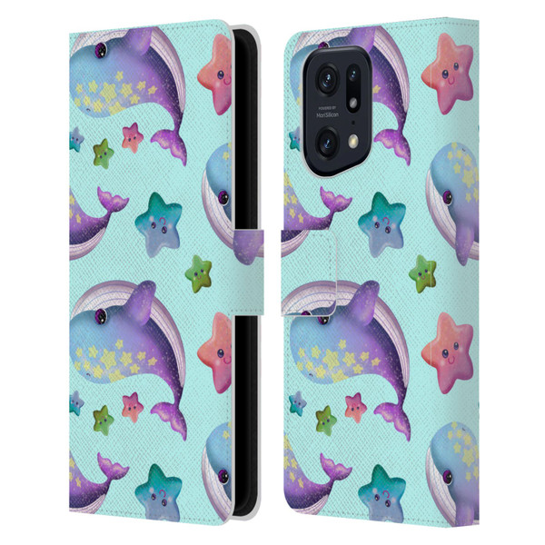 Carla Morrow Patterns Whale And Starfish Leather Book Wallet Case Cover For OPPO Find X5 Pro