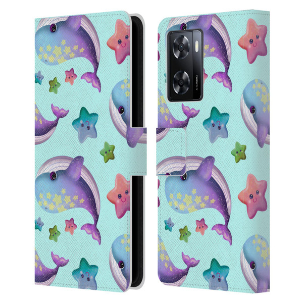 Carla Morrow Patterns Whale And Starfish Leather Book Wallet Case Cover For OPPO A57s