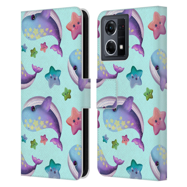 Carla Morrow Patterns Whale And Starfish Leather Book Wallet Case Cover For OPPO Reno8 4G