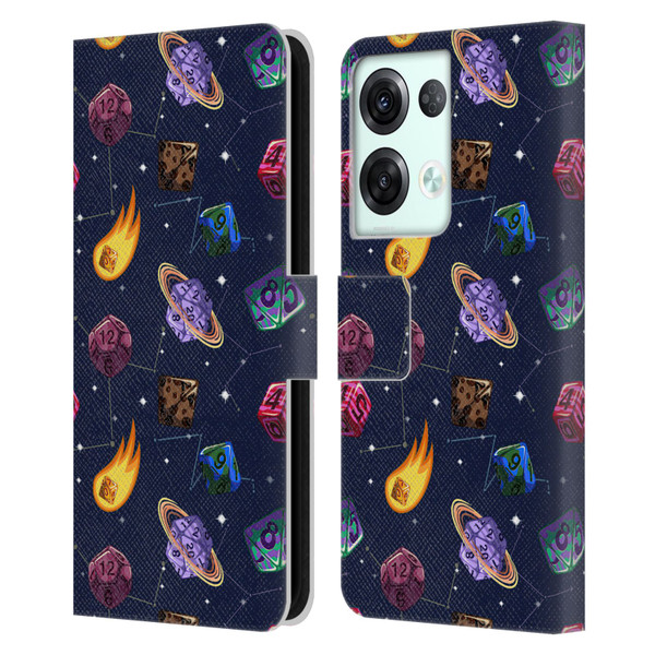 Carla Morrow Patterns Colorful Space Dice Leather Book Wallet Case Cover For OPPO Reno8 Pro