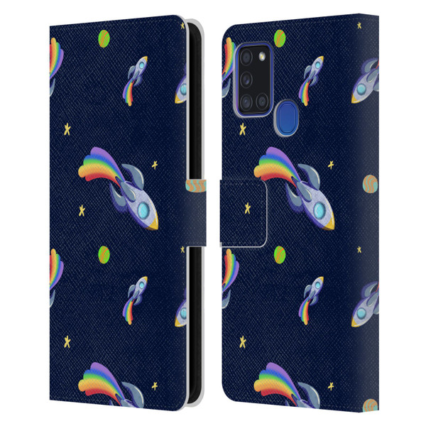 Carla Morrow Patterns Rocketship Leather Book Wallet Case Cover For Samsung Galaxy A21s (2020)