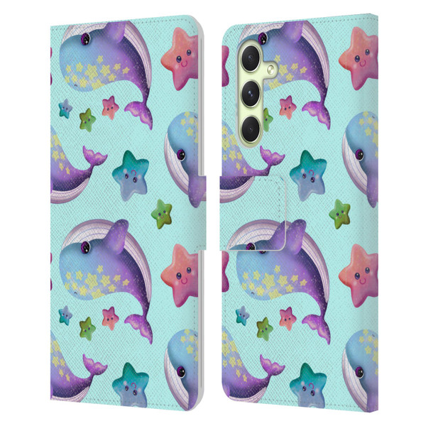 Carla Morrow Patterns Whale And Starfish Leather Book Wallet Case Cover For Samsung Galaxy A54 5G