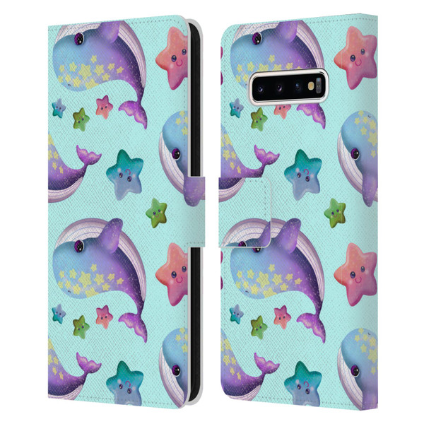 Carla Morrow Patterns Whale And Starfish Leather Book Wallet Case Cover For Samsung Galaxy S10+ / S10 Plus