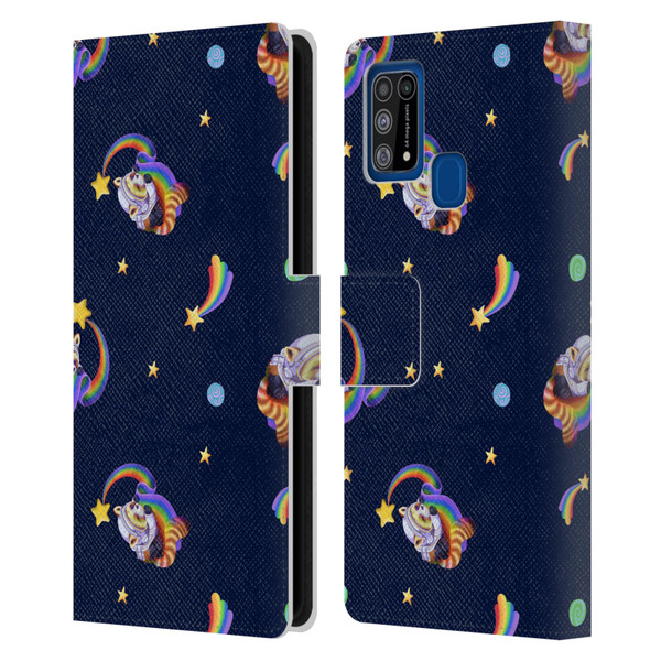 Carla Morrow Patterns Red Panda Leather Book Wallet Case Cover For Samsung Galaxy M31 (2020)