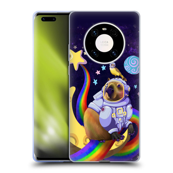 Carla Morrow Rainbow Animals Capybara Sitting On A Moon Soft Gel Case for Huawei Mate 40 Pro 5G