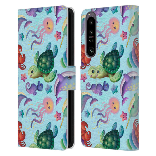 Carla Morrow Patterns Sea Life Leather Book Wallet Case Cover For Sony Xperia 1 IV