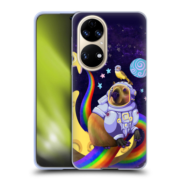 Carla Morrow Rainbow Animals Capybara Sitting On A Moon Soft Gel Case for Huawei P50