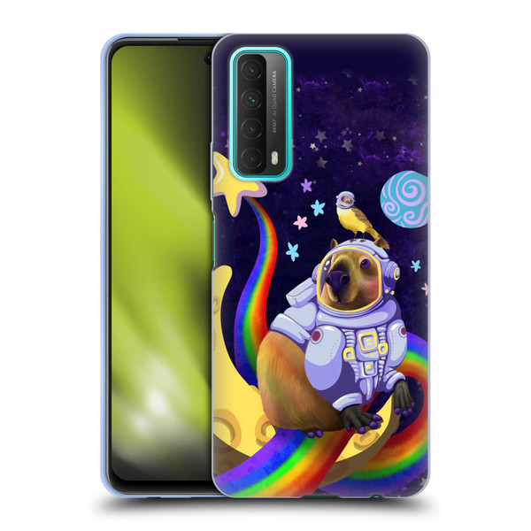 Carla Morrow Rainbow Animals Capybara Sitting On A Moon Soft Gel Case for Huawei P Smart (2021)