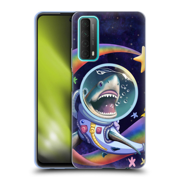 Carla Morrow Rainbow Animals Shark & Fish In Space Soft Gel Case for Huawei P Smart (2021)