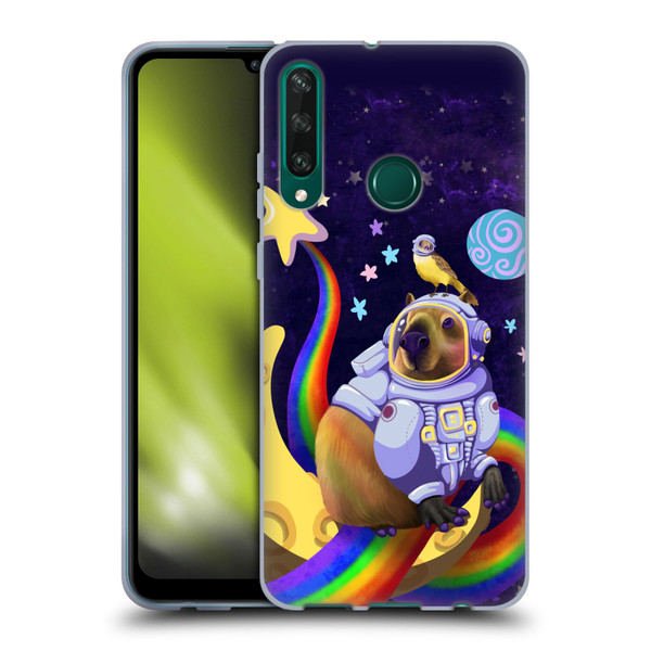 Carla Morrow Rainbow Animals Capybara Sitting On A Moon Soft Gel Case for Huawei Y6p