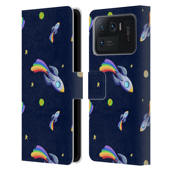 Carla Morrow Patterns Rocketship Leather Book Wallet Case Cover For Xiaomi Mi 11 Ultra
