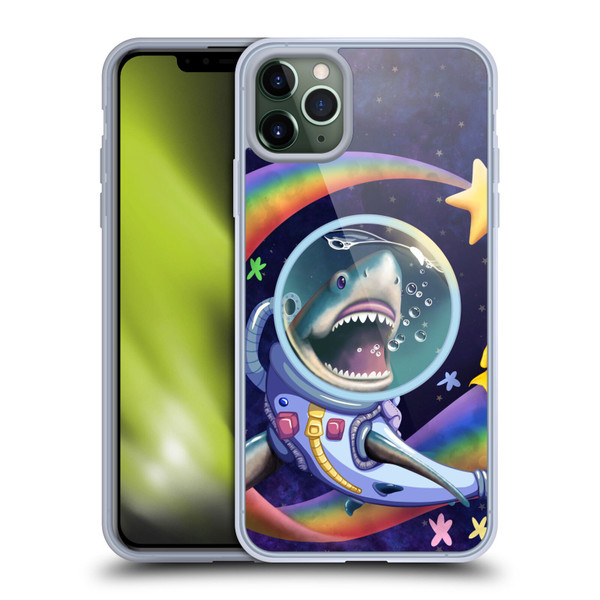 Carla Morrow Rainbow Animals Shark & Fish In Space Soft Gel Case for Apple iPhone 11 Pro Max