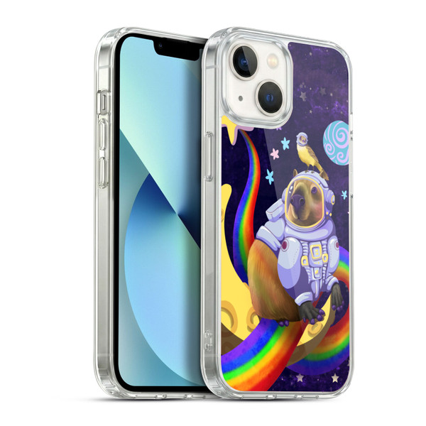 Carla Morrow Rainbow Animals Capybara Sitting On A Moon Soft Gel Case for Apple iPhone 13