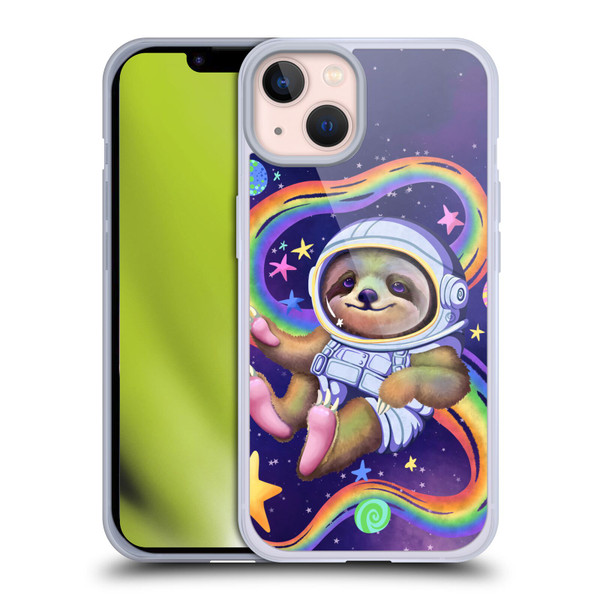 Carla Morrow Rainbow Animals Sloth Wearing A Space Suit Soft Gel Case for Apple iPhone 13