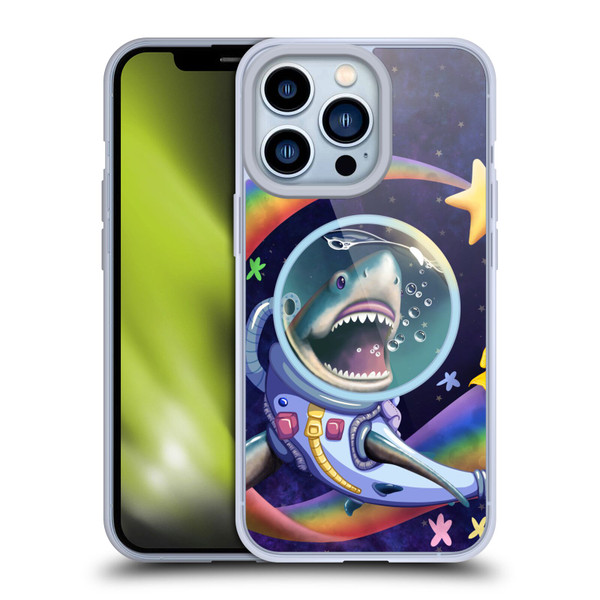 Carla Morrow Rainbow Animals Shark & Fish In Space Soft Gel Case for Apple iPhone 13 Pro