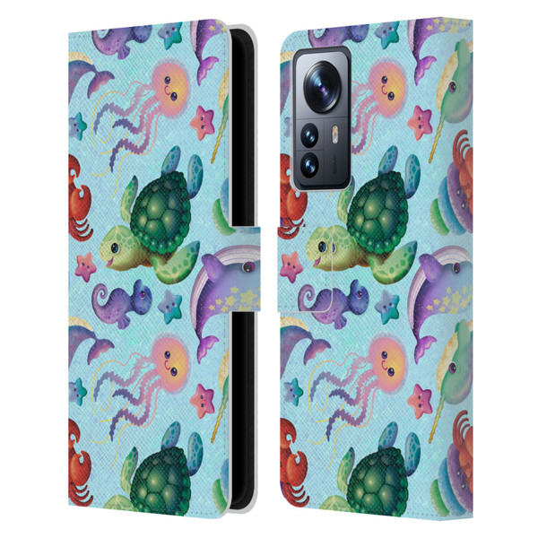Carla Morrow Patterns Sea Life Leather Book Wallet Case Cover For Xiaomi 12 Pro