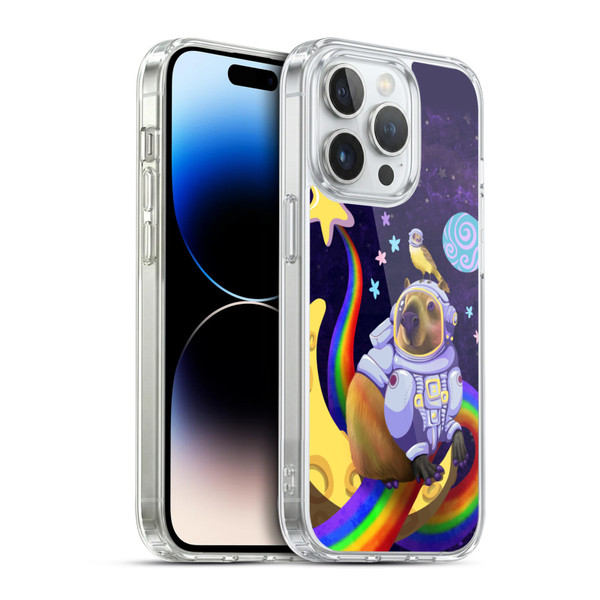Carla Morrow Rainbow Animals Capybara Sitting On A Moon Soft Gel Case for Apple iPhone 14 Pro & MagSafe