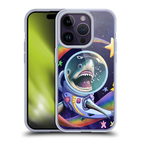 Carla Morrow Rainbow Animals Shark & Fish In Space Soft Gel Case for Apple iPhone 14 Pro