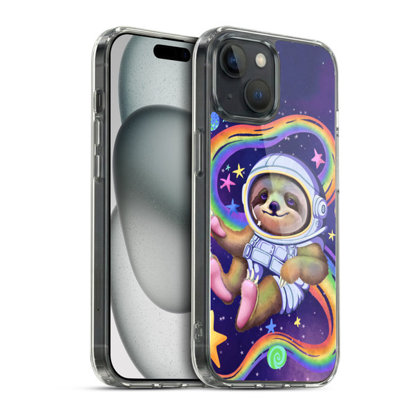 Carla Morrow Rainbow Animals Sloth Wearing A Space Suit Soft Gel Case for Apple iPhone 15 & MagSafe