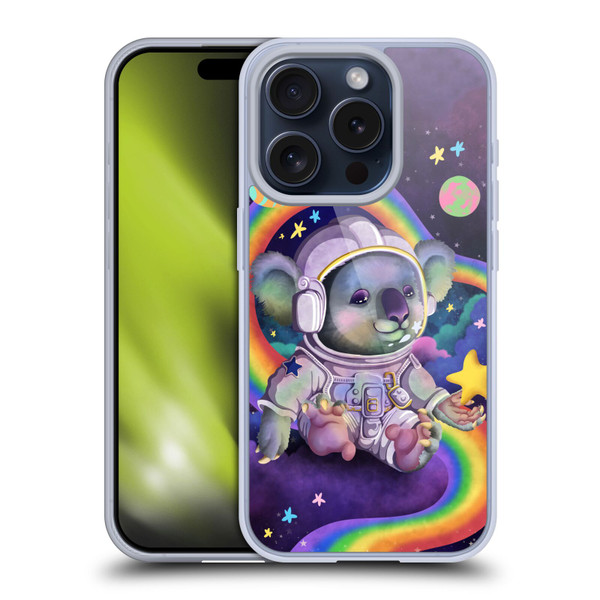 Carla Morrow Rainbow Animals Koala In Space Soft Gel Case for Apple iPhone 15 Pro