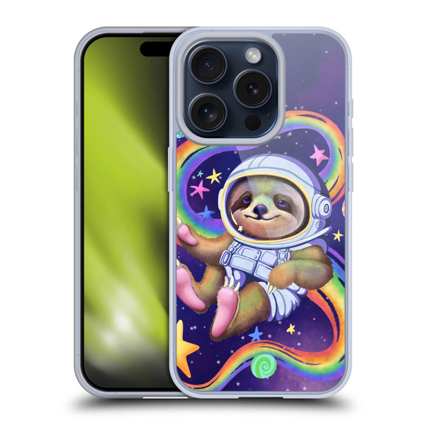 Carla Morrow Rainbow Animals Sloth Wearing A Space Suit Soft Gel Case for Apple iPhone 15 Pro