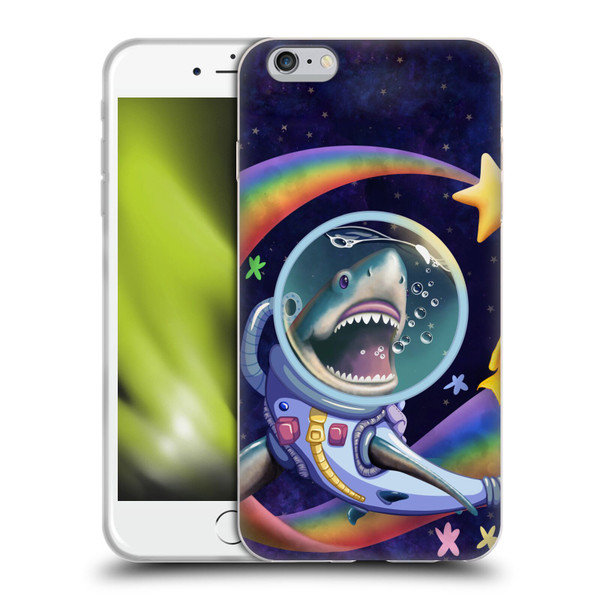 Carla Morrow Rainbow Animals Shark & Fish In Space Soft Gel Case for Apple iPhone 6 Plus / iPhone 6s Plus