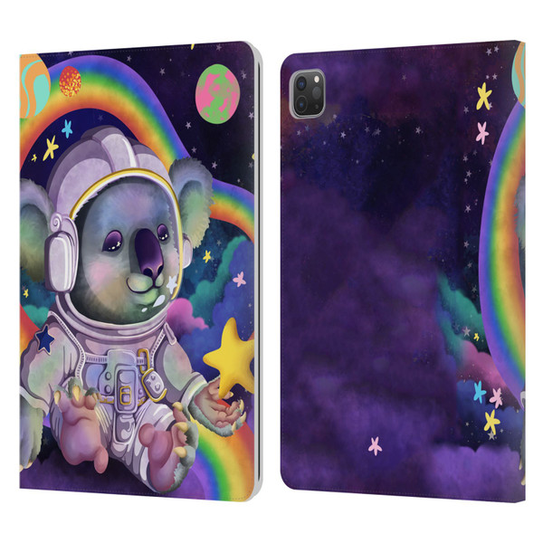 Carla Morrow Rainbow Animals Koala In Space Leather Book Wallet Case Cover For Apple iPad Pro 11 2020 / 2021 / 2022