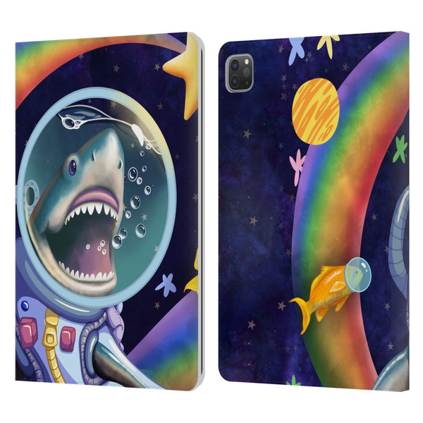 Carla Morrow Rainbow Animals Shark & Fish In Space Leather Book Wallet Case Cover For Apple iPad Pro 11 2020 / 2021 / 2022