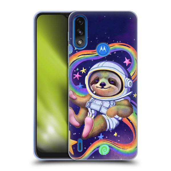 Carla Morrow Rainbow Animals Sloth Wearing A Space Suit Soft Gel Case for Motorola Moto E7 Power / Moto E7i Power