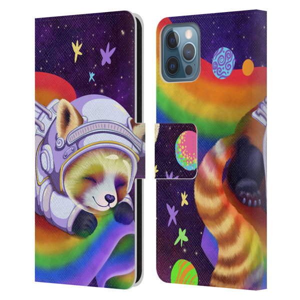 Carla Morrow Rainbow Animals Red Panda Sleeping Leather Book Wallet Case Cover For Apple iPhone 12 / iPhone 12 Pro