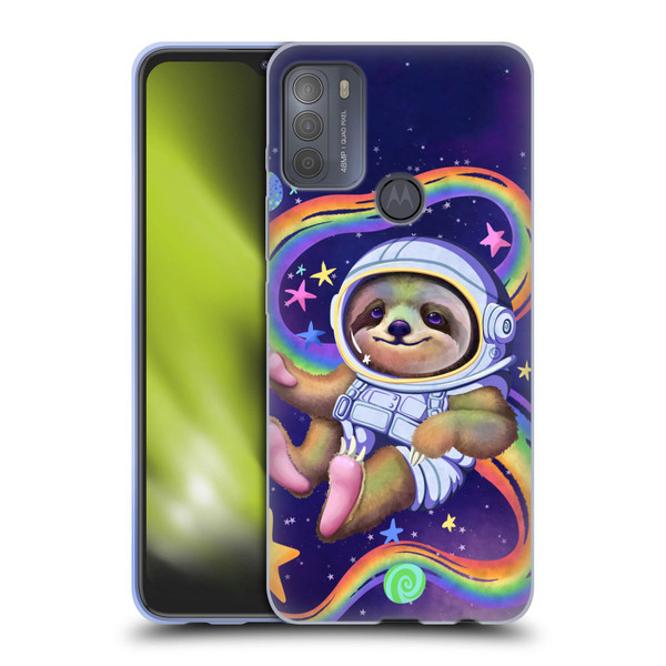 Carla Morrow Rainbow Animals Sloth Wearing A Space Suit Soft Gel Case for Motorola Moto G50