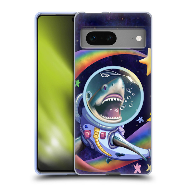 Carla Morrow Rainbow Animals Shark & Fish In Space Soft Gel Case for Google Pixel 7