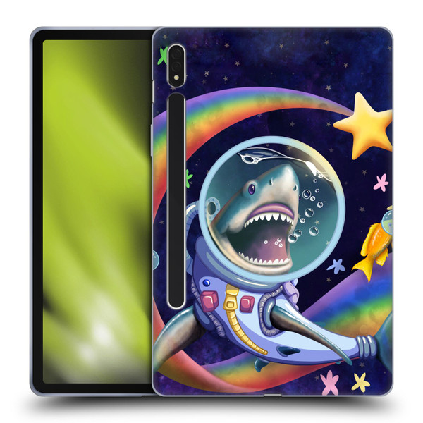 Carla Morrow Rainbow Animals Shark & Fish In Space Soft Gel Case for Samsung Galaxy Tab S8