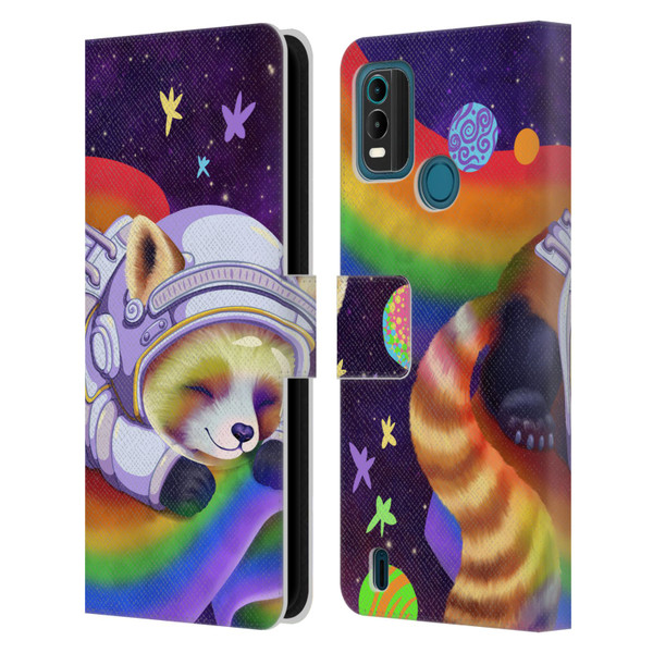 Carla Morrow Rainbow Animals Red Panda Sleeping Leather Book Wallet Case Cover For Nokia G11 Plus