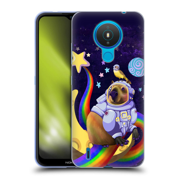 Carla Morrow Rainbow Animals Capybara Sitting On A Moon Soft Gel Case for Nokia 1.4