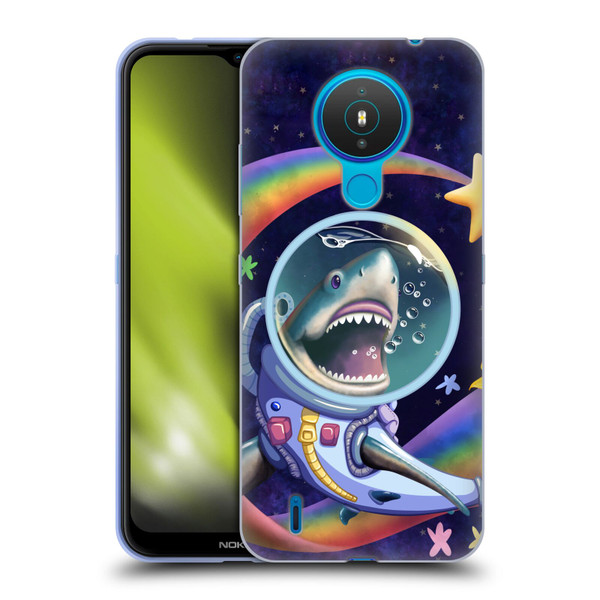 Carla Morrow Rainbow Animals Shark & Fish In Space Soft Gel Case for Nokia 1.4
