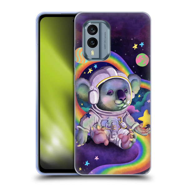 Carla Morrow Rainbow Animals Koala In Space Soft Gel Case for Nokia X30