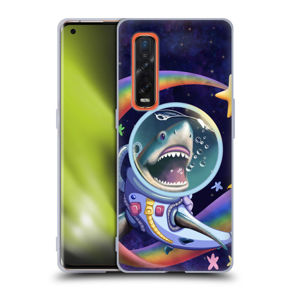 Carla Morrow Rainbow Animals Shark & Fish In Space Soft Gel Case for OPPO Find X2 Pro 5G