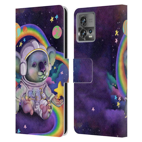 Carla Morrow Rainbow Animals Koala In Space Leather Book Wallet Case Cover For Motorola Moto Edge 30 Fusion