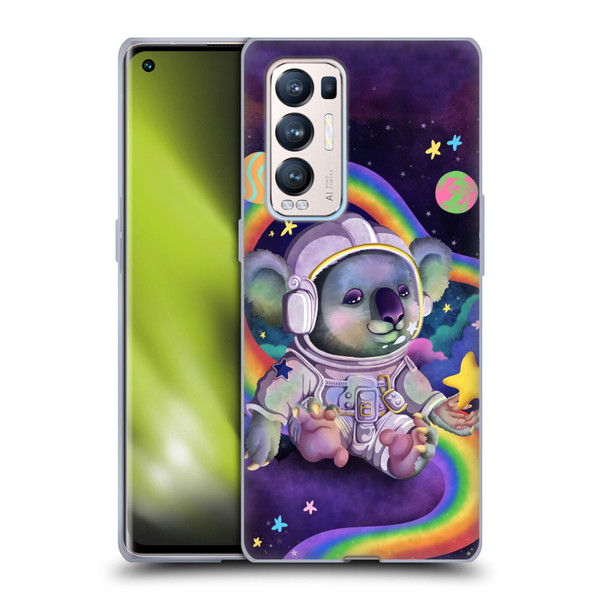 Carla Morrow Rainbow Animals Koala In Space Soft Gel Case for OPPO Find X3 Neo / Reno5 Pro+ 5G