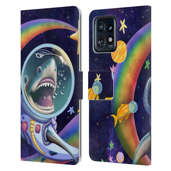 Carla Morrow Rainbow Animals Shark & Fish In Space Leather Book Wallet Case Cover For Motorola Moto Edge 40 Pro
