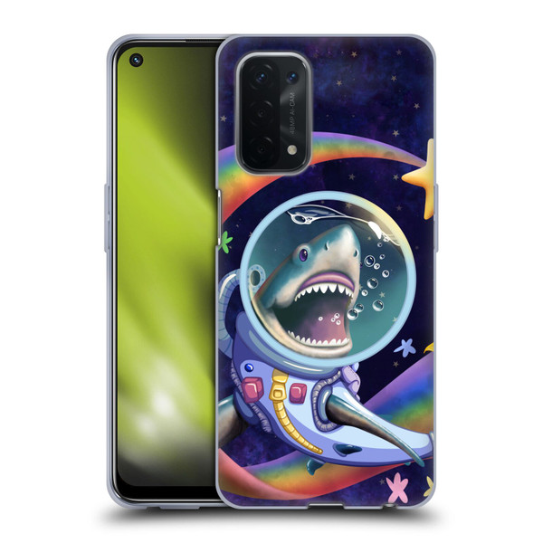 Carla Morrow Rainbow Animals Shark & Fish In Space Soft Gel Case for OPPO A54 5G