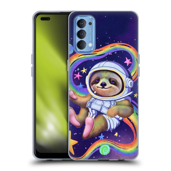Carla Morrow Rainbow Animals Sloth Wearing A Space Suit Soft Gel Case for OPPO Reno 4 5G