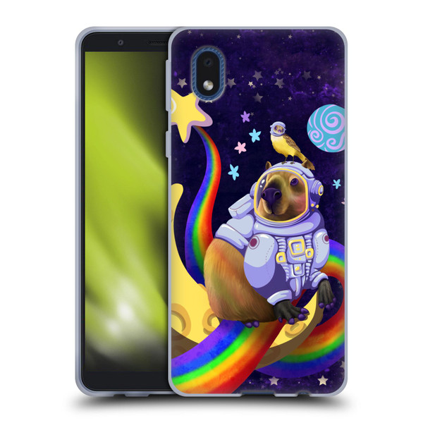 Carla Morrow Rainbow Animals Capybara Sitting On A Moon Soft Gel Case for Samsung Galaxy A01 Core (2020)