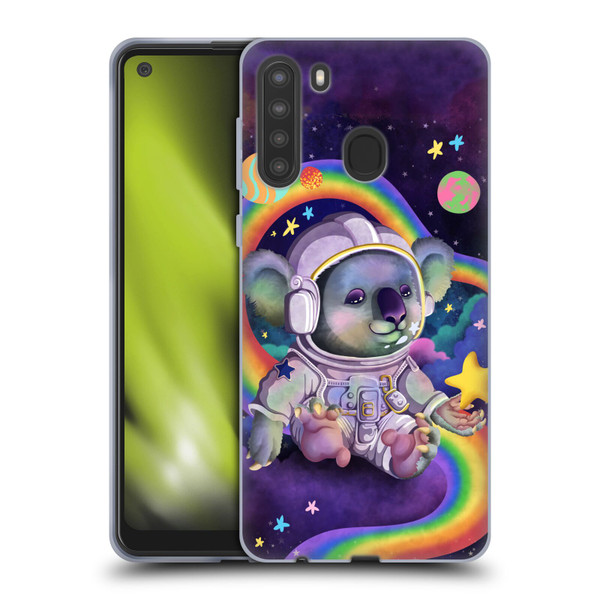 Carla Morrow Rainbow Animals Koala In Space Soft Gel Case for Samsung Galaxy A21 (2020)