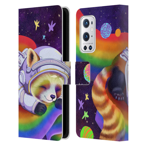 Carla Morrow Rainbow Animals Red Panda Sleeping Leather Book Wallet Case Cover For OnePlus 9 Pro