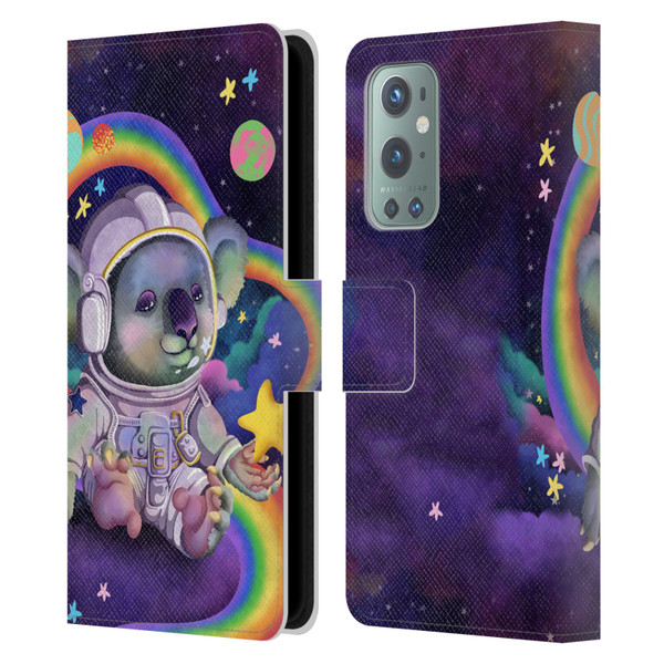 Carla Morrow Rainbow Animals Koala In Space Leather Book Wallet Case Cover For OnePlus 9