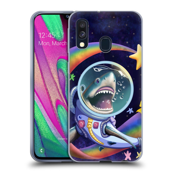Carla Morrow Rainbow Animals Shark & Fish In Space Soft Gel Case for Samsung Galaxy A40 (2019)