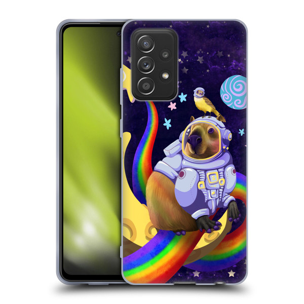 Carla Morrow Rainbow Animals Capybara Sitting On A Moon Soft Gel Case for Samsung Galaxy A52 / A52s / 5G (2021)