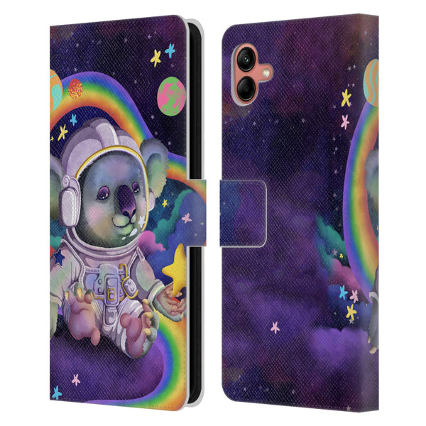 Carla Morrow Rainbow Animals Koala In Space Leather Book Wallet Case Cover For Samsung Galaxy A04 (2022)